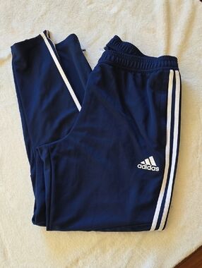 adidas Navy Blue Kids Joggers with White Side Stripes